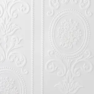 Superfresco Paintable Cameo Striped Textured White Durable Wallpaper