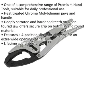 250mm Extra-Wide Locking Pliers with 90mm Jaw Capacity - Durable Chrome Molybdenum Construction