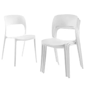 Hallowood Furniture Stoker White Stackable Plastic Chairs (CHA201-WHI) x 4