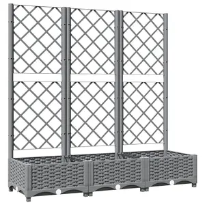 Berkfield Garden Planter with Trellis Light Grey 120x40x121.5 cm PP