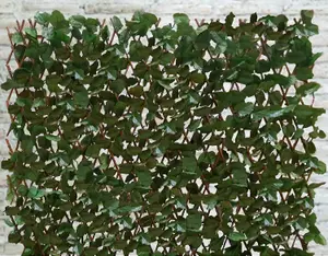 Artificial Faux Ivy Hedge Maple Leaf Screening Fence  Ivy on Willow Trellis Privacy Decorative Expandable Fence 2mx 1m Garden