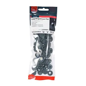 TIMco Hinged Screw Cap Large Dark Grey - To fit 5.0 to 6.0 Screw - 50 Pieces