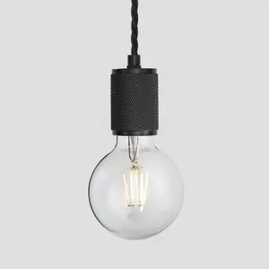 Industville Knurled Edison Pendant Light, 1 Wire, Black