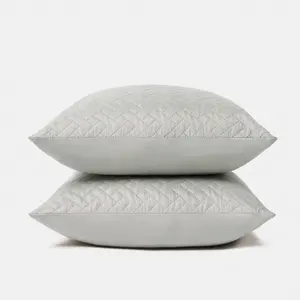 Brentford Pack of 2 Pinsonic Cushion Covers Filled Luxury, Silver - 45 x 45cm