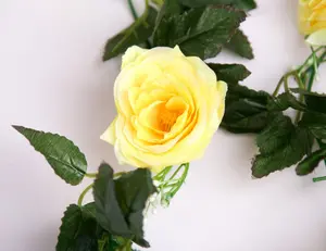 Best Artificial 7ft Yellow Silk Rose Garland decoration - perfect from home, office or events