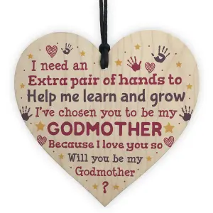 Red Ocean Godmother Godparent Asking Gifts Wooden Heart Baby Shower Gifts New Baby Gift