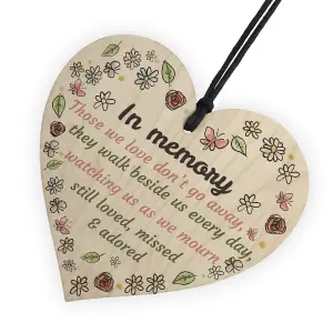 In Memory Wooden Heart Family Memorial Mum Dad Nan Grandad Special Bereavement Flowers Sign Gift