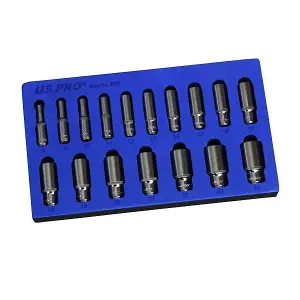 US PRO 17pc 3/8 dr Deep Sockets 12 point 8 - 24mm 1393