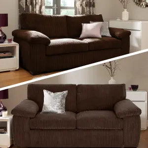 Capri Jumbo Cord Sofa, 3+2 Chocolate