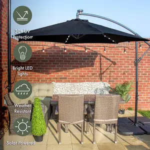 Apollo Banana Cantilever Parasol with Built in LED Lights Black