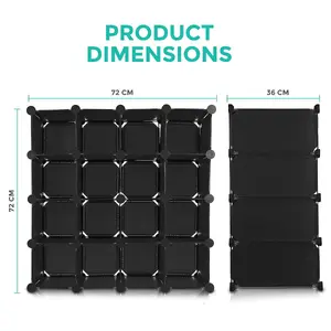 LIVIVO Multi-Purpose 16-Section Interlocking Cube Shoe Rack Organiser with Back Panels - Holder with Space for 16 Pairs of Shoes