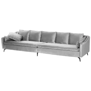 Beliani Modern Velvet Sofa Light Grey AURE