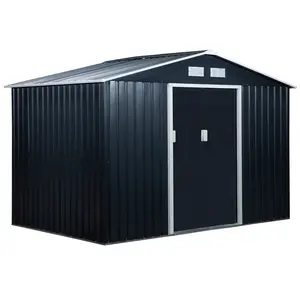 9 ft. W x 6 ft. D Metal Garden Shed Grey