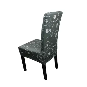 Paisley Pattern Universal Dining Chair Cover, Grey - Pack of 1