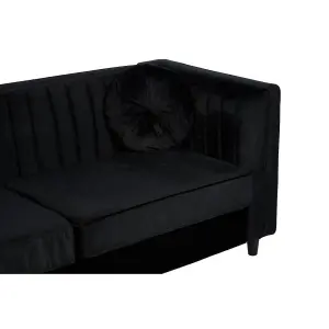 Interiors by Premier Farah Three Seater Black Velvet Sofa