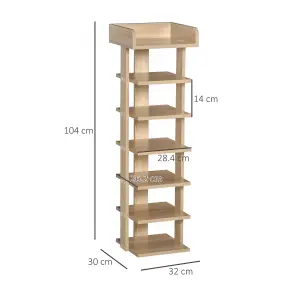 HOMCOM 7 Tier Shoe Rack Organizer Storage Shelf Wooden Display Cabinet Oak