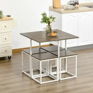 HOMCOM Modern 5-Piece Dining Table Set Metal Frame Square Kitchen Table