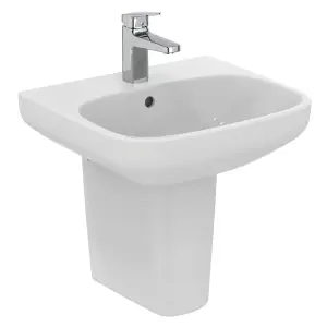 Ideal Standard i.life A Gloss White Rectangular Wall-mounted Semi-pedestal Basin (H)48.5cm (W)55cm