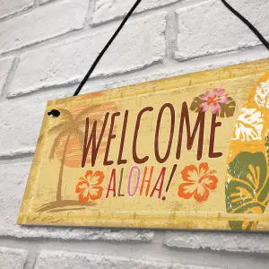 Red Ocean Tiki Bar Welcome Hanging Wall Plaque Garden Home Bar Pub Sign Friendship Gift