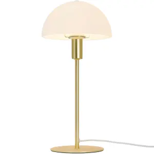 Nordlux Ellen Indoor Living Dining Bedroom Table Light In Opal/Brass (Diam) 20cm