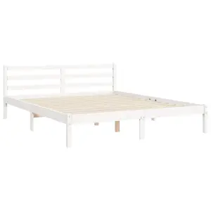 Berkfield Bed Frame with Headboard White 160x200 cm Solid Wood