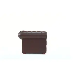 Chesterfield 2 Seater Antique Brown Real Leather Tufted Buttoned Sofa Settee In Classic Style