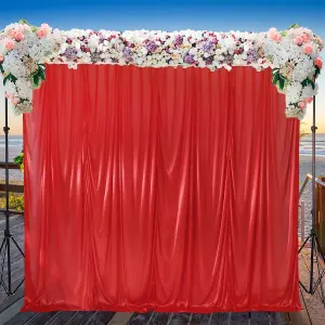 3x6 M Ice Silk Backdrop Curtain Photography Scenery for Christmas Events Decor, Red