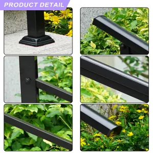 Outdoor Adjustable Black Steel Handrail 1-4 Steps Garden Stairs Safety Grab Rail