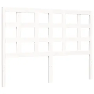 Berkfield Bed Frame with Headboard White Small Double Solid Wood