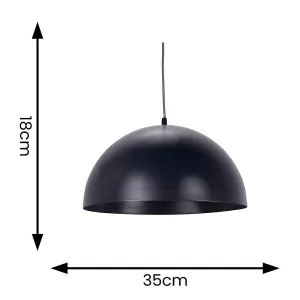 ValueLights Stassi Navy Blue Dome Ceiling Pendant Hanging Light Fitting for Living Room Kitchen - LED Bulb Included