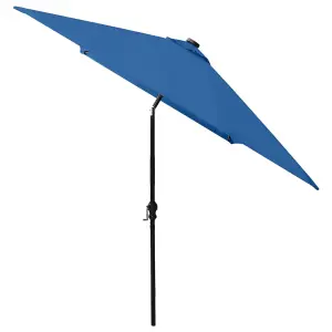 Berkfield Parasol with LEDs and Steel Pole Azure Blue 2x3 m