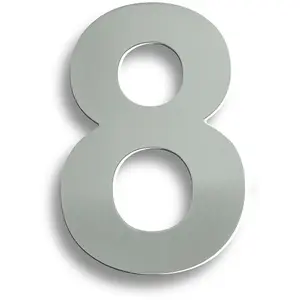 178mm Front Door Numerals '8' 150mm Fixing Centres Satin Stainless Steel