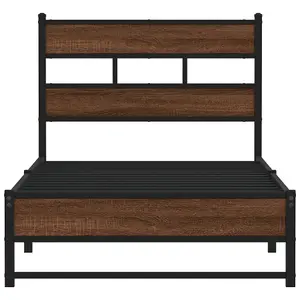 Berkfield Metal Bed Frame without Mattress Brown Oak 107x203 cm