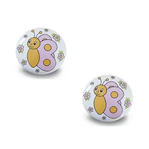 DecorAndDecor - BIMBA Kids Butterfly Ceramic Decorative Cupboard Drawer Knobs Porcelain - Pair