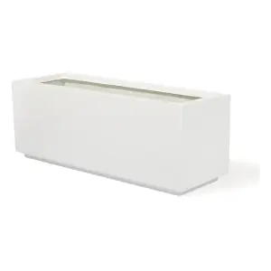 Primrose Fibreglass Trough Gloss Planter in White 90cm