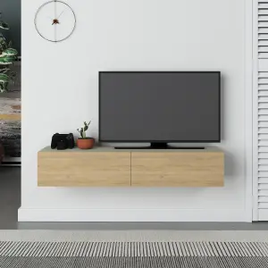 Decortie Francy Wall-Mounted TV Unit Modern Media Centre TV Cabinet 42" Ash Green Oak 135cm