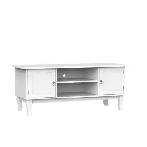 HOMCOM TV Stand Unit Corner Table Modern Eco-friendly MDF Ivory White Home