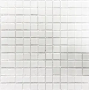 Plain White 300mm x 300mm Glass Mosaic Tile Sheet (Coverage of 0.09m2 Per Sheet)