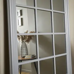 Window Mirror Cambridge Rectangular Shape with Grey Frame- H 180cm W 90cm D 4cm for Hanging in living room, bedroom