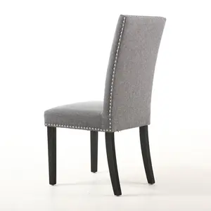 Richard Upholstered Dining Chair (Set of 2) Steel Grey Linen Effect / Black