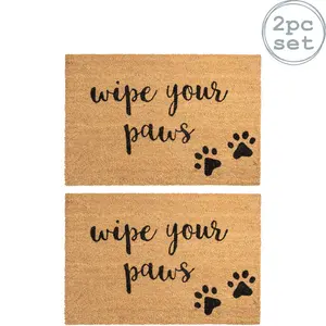 Nicola Spring - Coir Door Mats - Paws (Set of 2) 60cm W x 90cm L