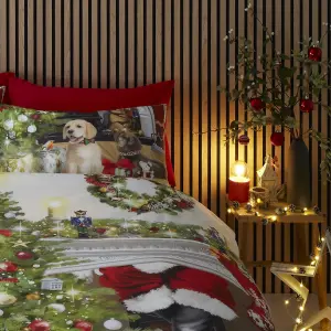 Christmas Tree Festive Scene Print Duvet Cover Set