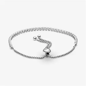 Pandora Sparkling Slider Tennis Bracelet - Silicone / Sterling Silver / Cubic Zirconia - Sz. 25 cm