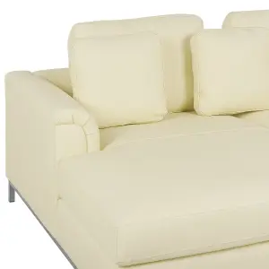 Right-Hand Corner Sofa with Ottoman OSLO Beige Leather Right Hand