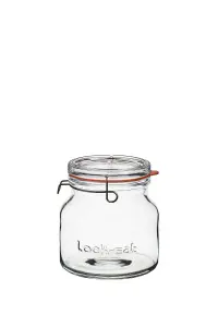 Luigi Bormioli Lock-Eat Clear Round Glass Microwave Safe Food Storage Jars with Lids Pack of 3