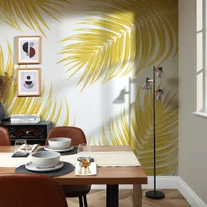 Paradise Palm Fronds Mural In Golden Yellow (300cm x 240cm)