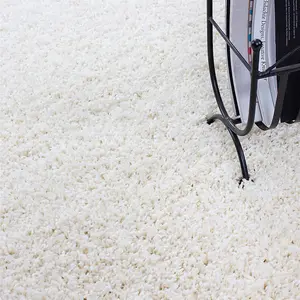 Abaseen 120cm Cream Thick Pile Soft Shaggy Modern Circluar Rug