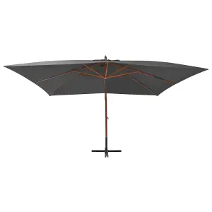 Berkfield Cantilever Umbrella with Wooden Pole 400x300 cm Anthracite