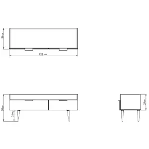 Linear Ready assembled Matt duck egg & white Media unit with 2 drawers, (H)128cm x (W)51.5cm x (D)39.5cm