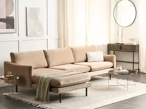 Right-Hand Corner Sofa VINTERBRO Beige Velvet Right Hand